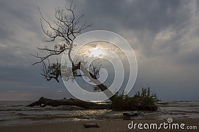 A ray of light breaks through a cloudy sky Stock Photo