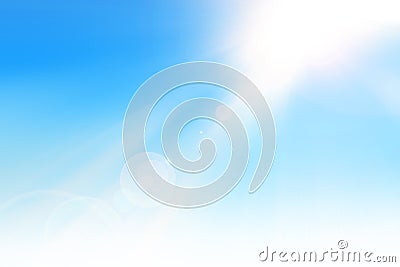 Ray of sunshine in the blue sky with lens flare Stock Photo