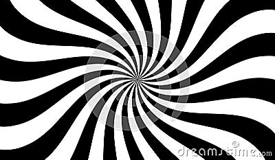 Ray twist light. Black color strips wavy isolated on white background. Radial waves line. Pattern curved. Comic spinning. Effect Vector Illustration