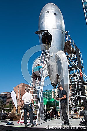 Raygun Gothic Rocketship Editorial Stock Photo