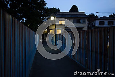 Raylway bridge in Tokyo, Japan, near Yanaka cemetery Stock Photo