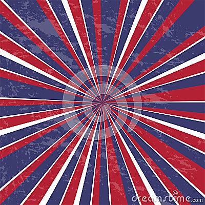 Rays background. Usa colors with grunge - Vector Vector Illustration