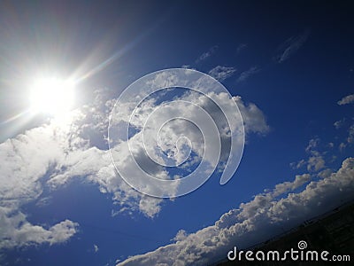 Rays of bright sunlight at the daytime Stock Photo