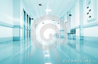 Rays of light in the corridor of the hospital Stock Photo