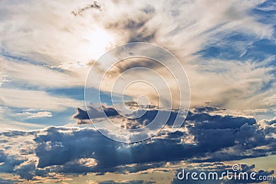 Rays of the sun dramatic clouds Stock Photo