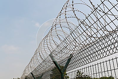 Razor Barbed Wire Security Stock Photo