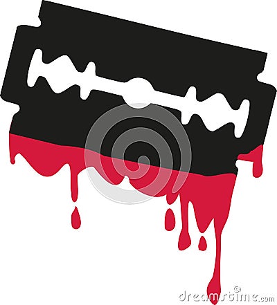 Razor blade with blood Vector Illustration