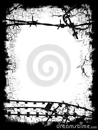 Razor wire black frame Stock Photo