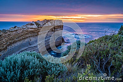 Razorback lookout at sunset in The twelve apostles on the Great Ocean Road Stock Photo