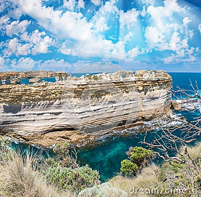The Razorback, a rock formation at the Loch Ard Gorge viewpoint Stock Photo