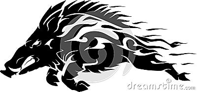 Razorback Wild Hog or Boar, Abstract Flaming Speed Design Vector Illustration