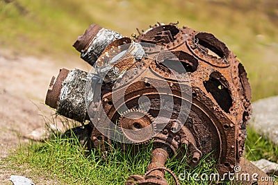 RB-29 crash damaged aircraft engine Stock Photo