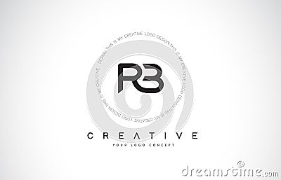 RB R B Logo Design with Black and White Creative Text Letter Vector. Vector Illustration