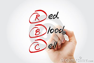 RBC - Red Blood Cell acronym with marker, concept background Stock Photo