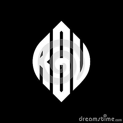 RBU circle letter logo design with circle and ellipse shape. RBU ellipse letters with typographic style. The three initials form a Vector Illustration