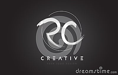 RC Brush Letter Logo Design. Artistic Handwritten Letters Logo C Vector Illustration