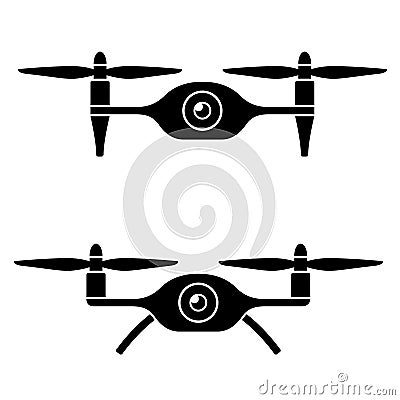 Rc drone quadcopter with camera black symbol Vector Illustration