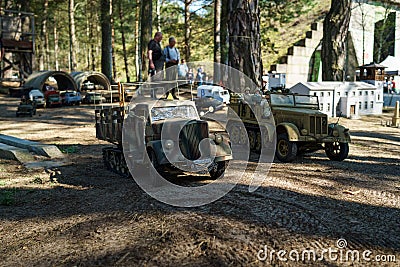 RC models of a half-track military vehicle Sd.Kfz. 7 and Sd.Kfz.3a Maultier. Editorial Stock Photo