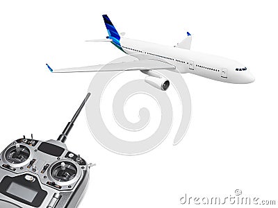 RC plane and radio remote control Stock Photo