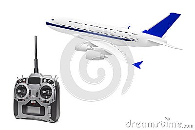 RC plane and radio remote control Stock Photo