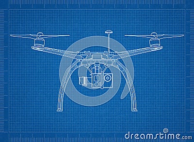 RC quadcopter drone Blueprint Stock Photo