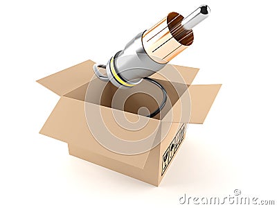 RCA cable with package Stock Photo