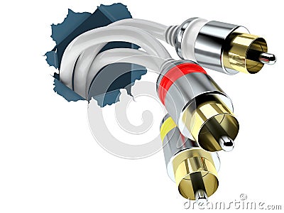 RCA cable on white background Stock Photo