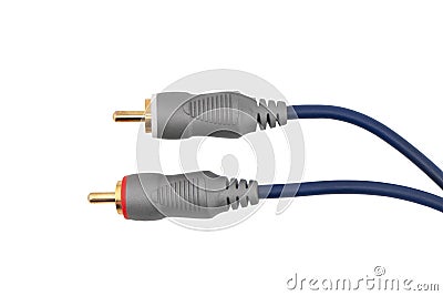 RCA stereo jack input cable isolated on white background. RCA composite audio video cable isolated on white background Stock Photo