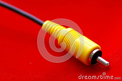 RCA (Yellow) Video Cable Closeup Stock Photo