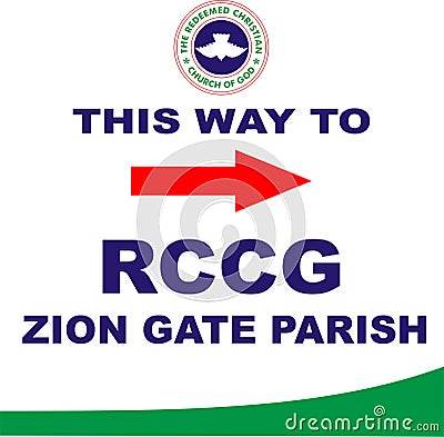 RCCG Zion Gate Parish directional banner Stock Photo