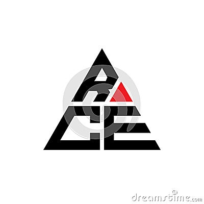 RCE triangle letter logo design with triangle shape. RCE triangle logo design monogram. RCE triangle vector logo template with red Vector Illustration
