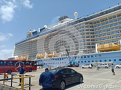  Royal Caribbean cruise ship docked in mumbai port to repatriate Indian crew members due to covid pamdamic Editorial Stock Photo