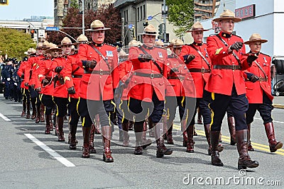 RCMP officers march in unison Editorial Stock Photo