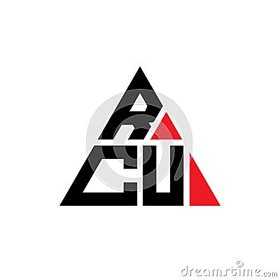 RCU triangle letter logo design with triangle shape. RCU triangle logo design monogram. RCU triangle vector logo template with red Vector Illustration