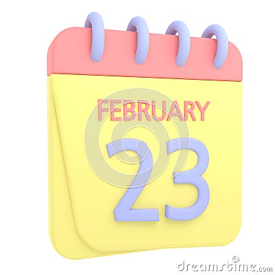 23rd February 3D calendar icon Stock Photo