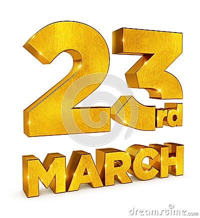 23rd March 1940 in 3d golden render means: Pakistan`s Resolution Day - Illustration Stock Photo