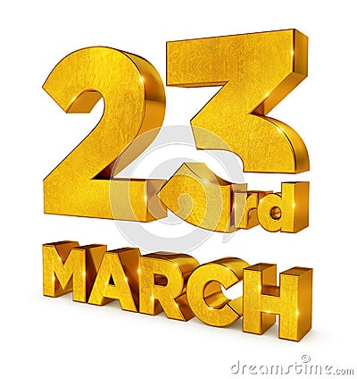 23rd March 1940 in 3d golden render means: Pakistan`s Resolution Day - Illustration Stock Photo