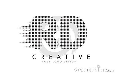 RD R D Letter Logo with Black Dots and Trails. Vector Illustration