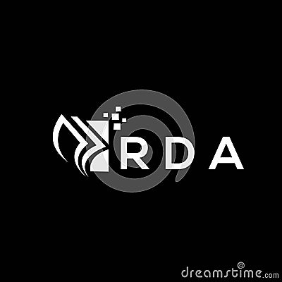 RDA credit repair accounting logo design on BLACK background. RDA creative initials Growth graph letter logo concept. RDA business Vector Illustration