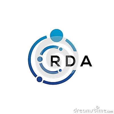 RDA letter technology logo design on white background. RDA creative initials letter IT logo concept. RDA letter design Vector Illustration