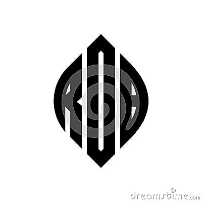 RDB circle letter logo design with circle and ellipse shape. RDB ellipse letters with typographic style. The three initials form a Vector Illustration