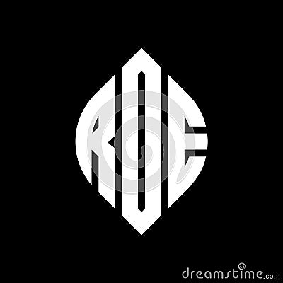 RDE circle letter logo design with circle and ellipse shape. RDE ellipse letters with typographic style. The three initials form a Vector Illustration