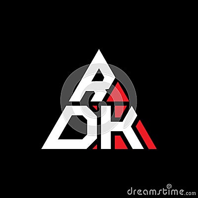 RDK triangle letter logo design with triangle shape. RDK triangle logo design monogram. RDK triangle vector logo template with red Vector Illustration