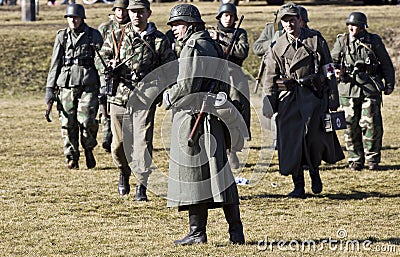 Re-enactment of the battle of the World War II. Editorial Stock Photo