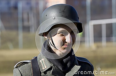 Re-enactment of the battle of the World War II. Editorial Stock Photo