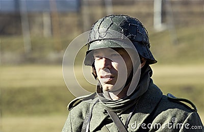 Re-enactment of the battle of the World War II. Editorial Stock Photo