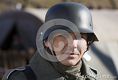 Re-enactment of the battle of the World War II. Editorial Stock Photo