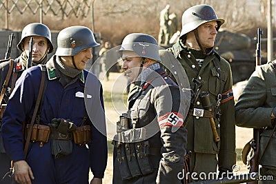 Re-enactment of the battle of the World War II. Editorial Stock Photo