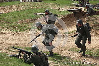 Re-enactment of the WWII Battle at Orechov Editorial Stock Photo