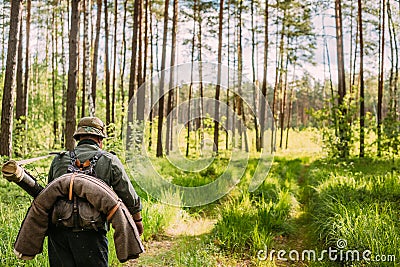 Re-enactor Dressed As German Wehrmacht Infantry Soldier In World Stock Photo